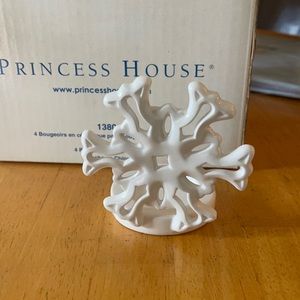 4 princess house snowflake candle holders